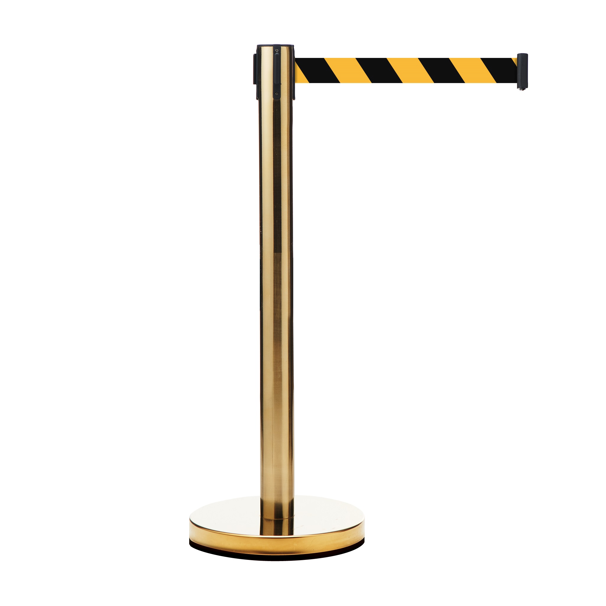 Pedestal organizador de fila dourado com fita zebrada Multfluxo